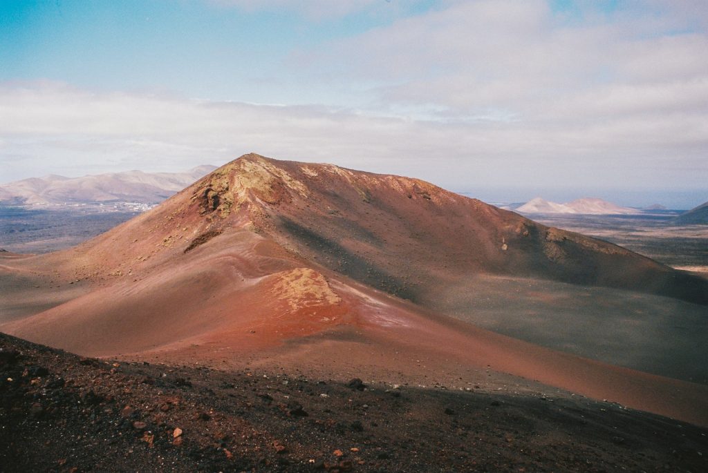 high-angle photography of brown mountain