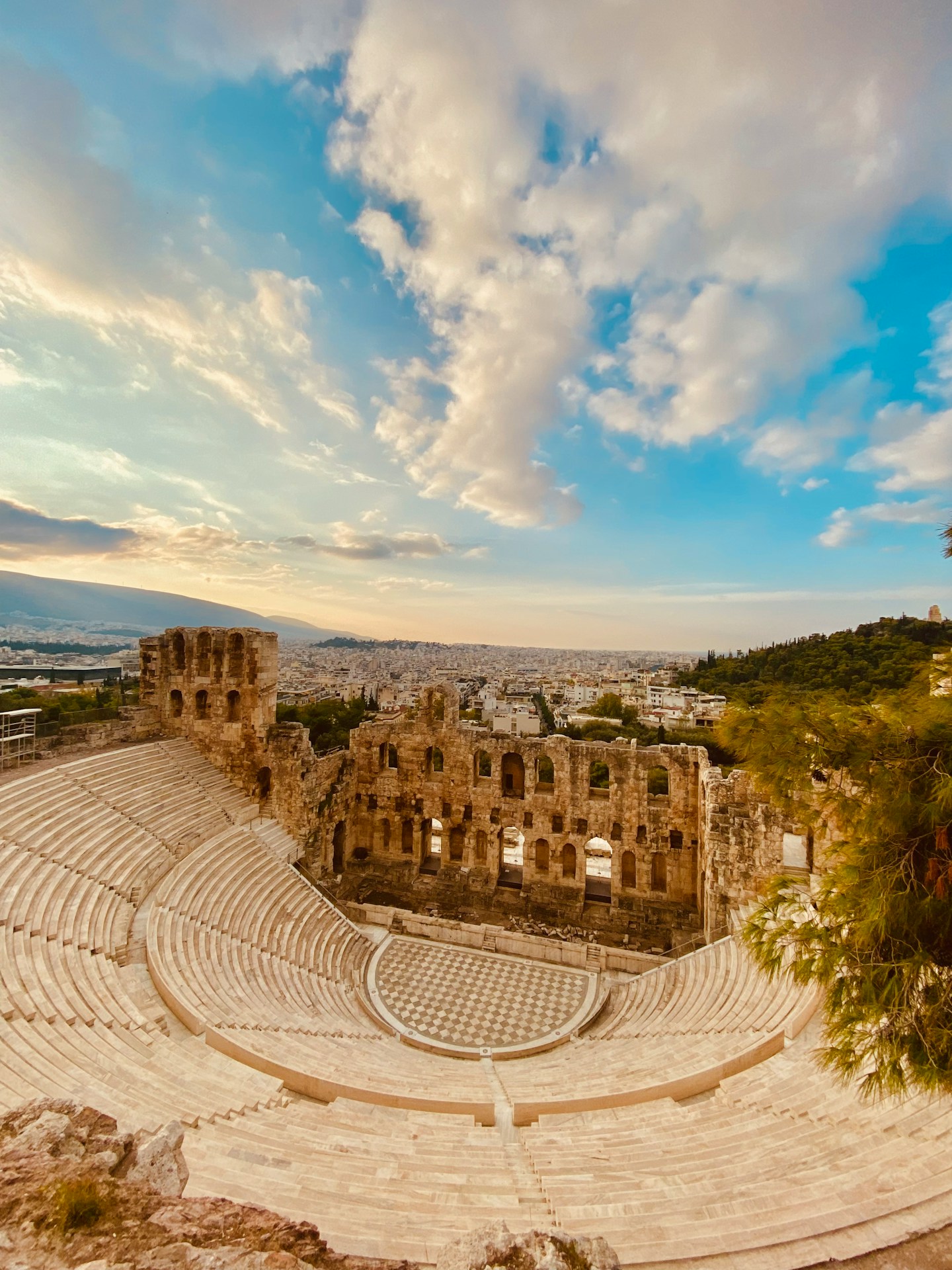 a view of the ruins of a roman theatre
