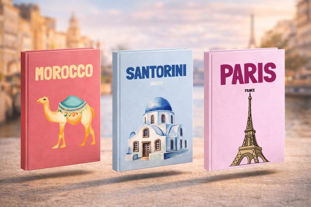 przykładowe okładki do fotoksiążek podróżniczych